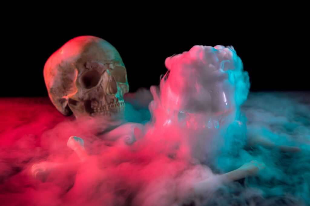 skull and dry ice