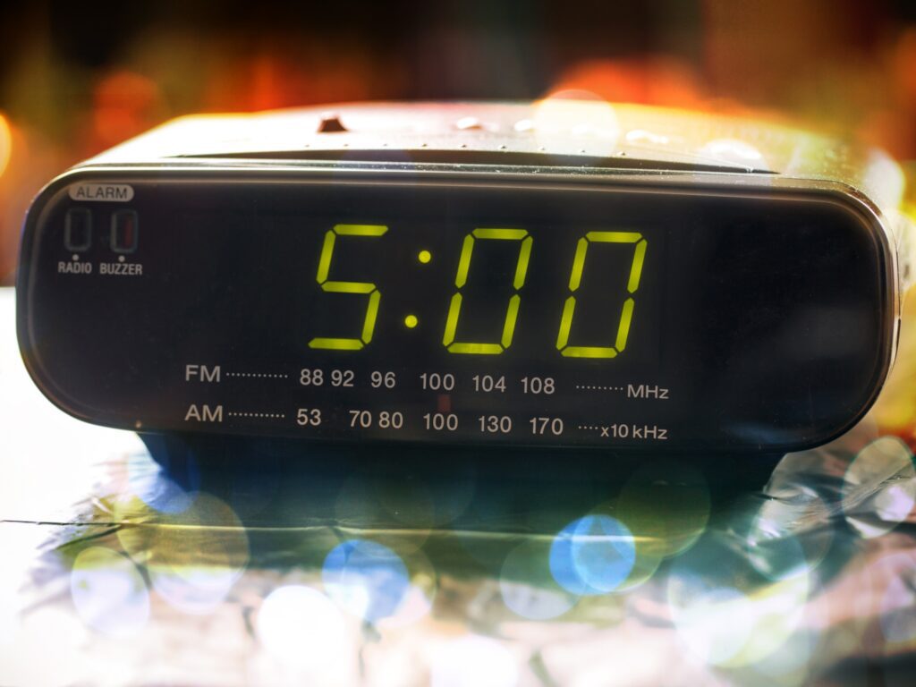 Black digital clock radio