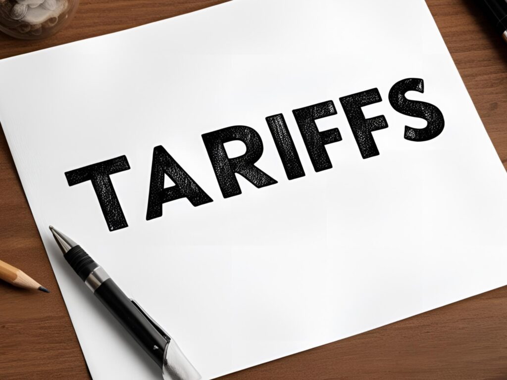 Tariffs written on a blank piece of paper