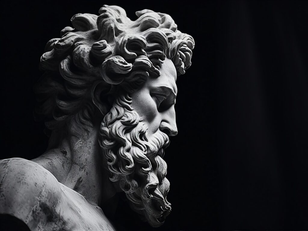 Statue of Stoicism with black background